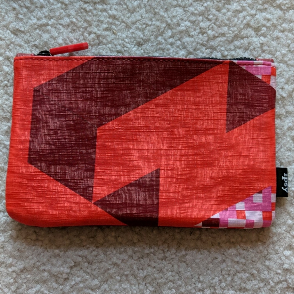 NWOT Ipsy red Tetris glam makeup bag